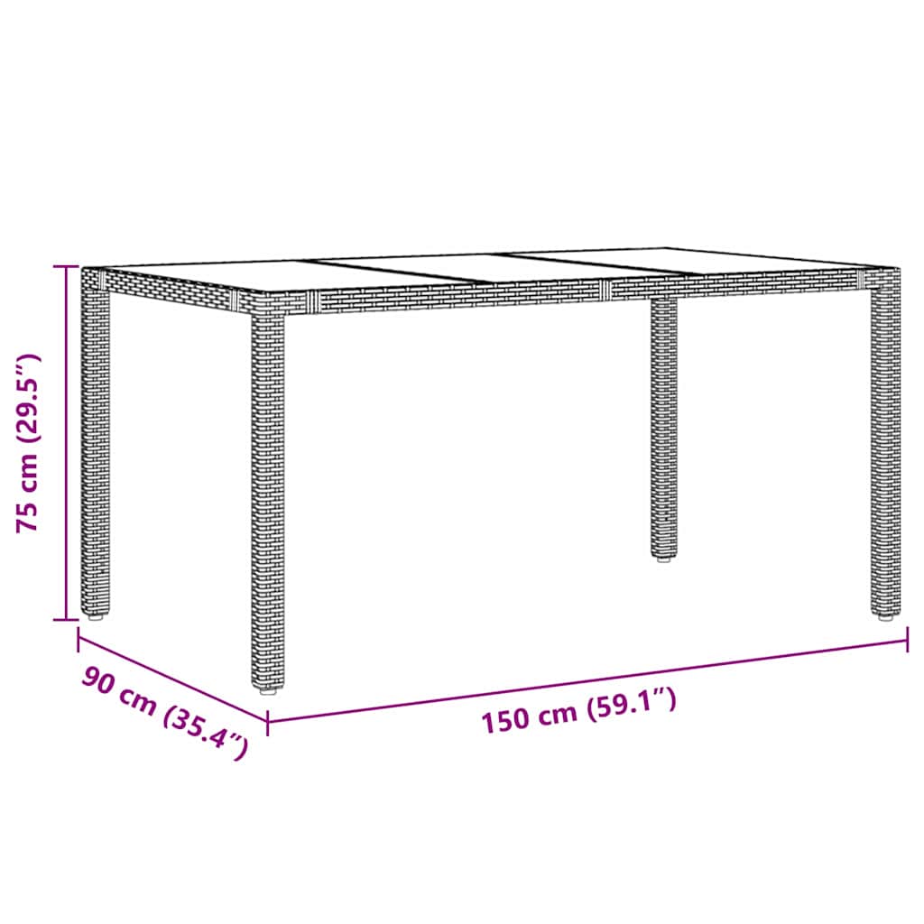 Garten Essgruppe 7 pcs Grau Poly-Rattan