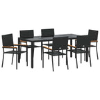 Garten Essgruppe 7 pcs Schwarz Poly-Rattan