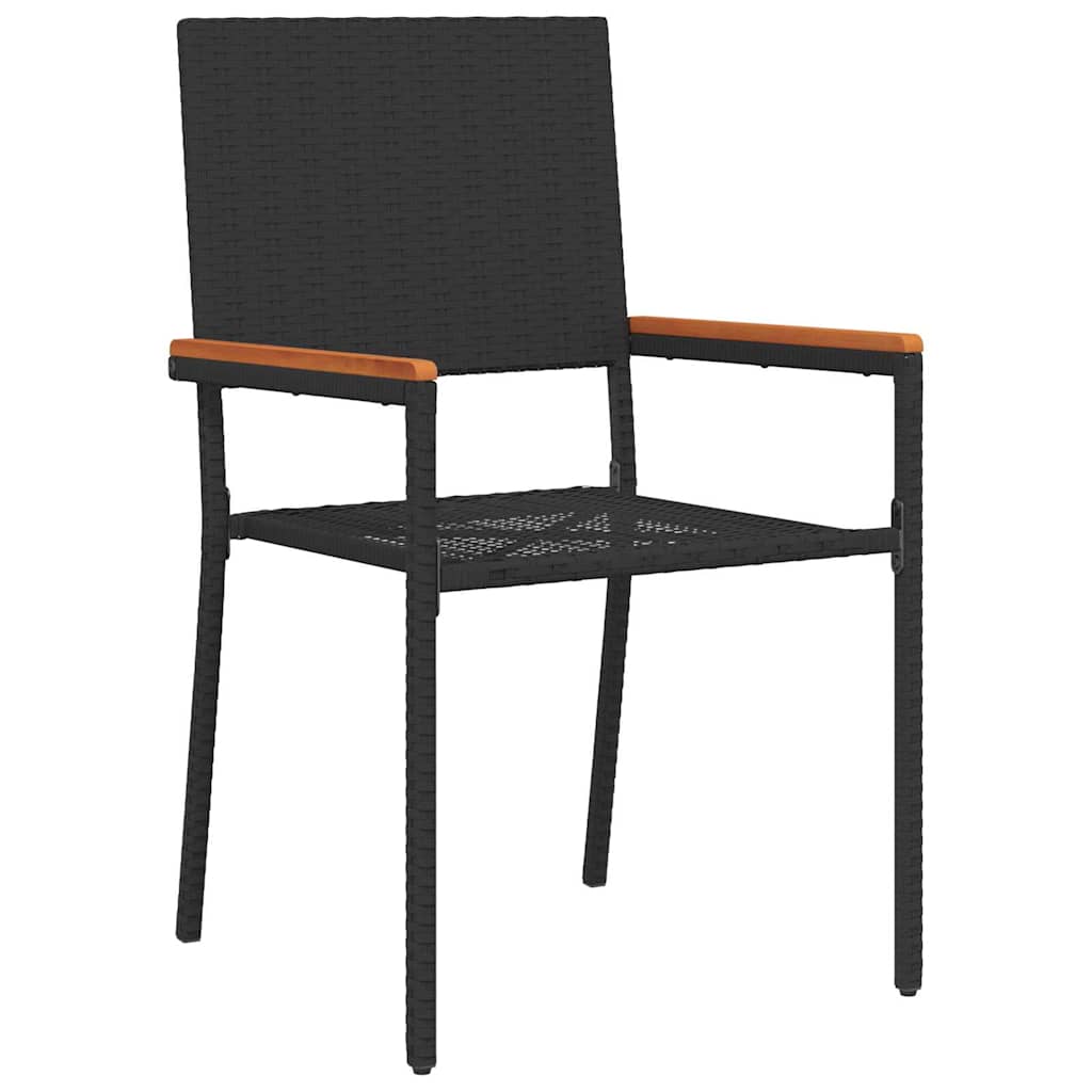 Garten Essgruppe 7 pcs Schwarz Poly-Rattan