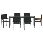 Garten Essgruppe 7 pcs Schwarz Poly-Rattan