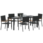 Garten Essgruppe 7 pcs Schwarz Poly-Rattan