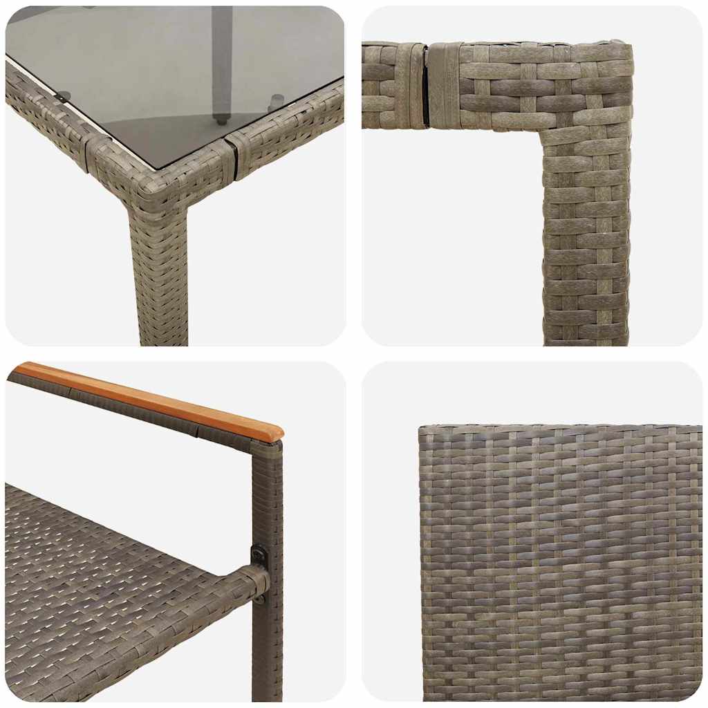 Garten Essgruppe 7 pcs Grau Poly-Rattan