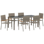 Garten Essgruppe 7 pcs Grau Poly-Rattan