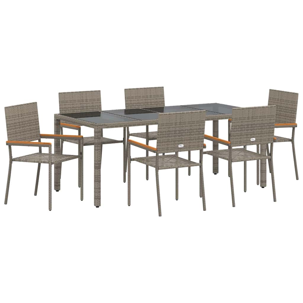 Garten Essgruppe 7 pcs Grau Poly-Rattan