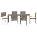 Garten Essgruppe 7 pcs Grau Poly-Rattan