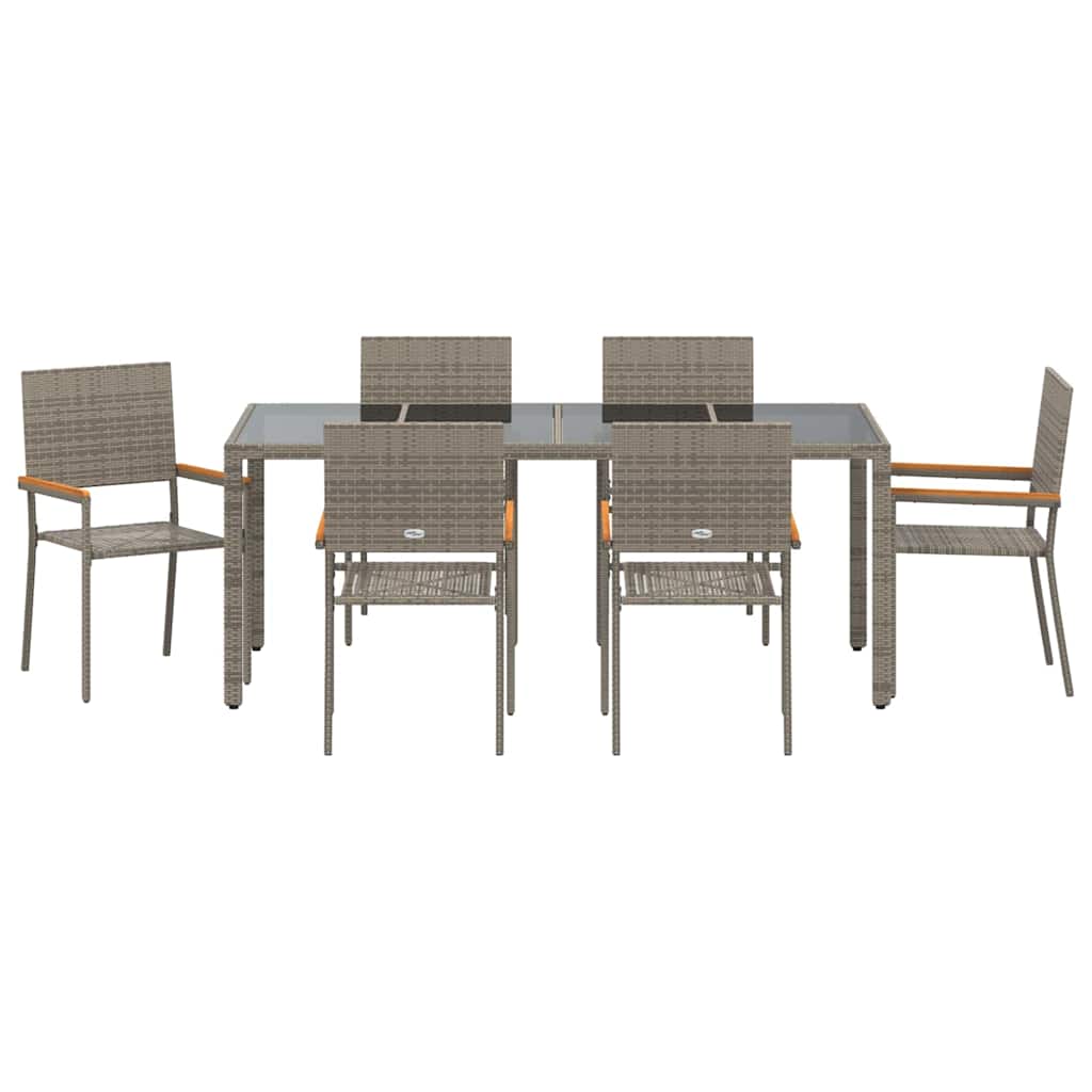 Garten Essgruppe 7 pcs Grau Poly-Rattan