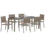 Garten Essgruppe 7 pcs Grau Poly-Rattan