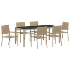 Garten Essgruppe 7 pcs Beige Poly-Rattan