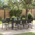 Garten Essgruppe 9 pcs Schwarz Poly-Rattan
