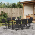 Garten Essgruppe 9 pcs Schwarz Poly-Rattan