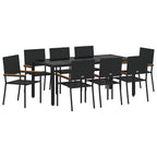 Garten Essgruppe 9 pcs Schwarz Poly-Rattan