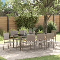 Garten Essgruppe 9 pcs Grau Poly-Rattan