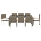 Garten Essgruppe 9 pcs Grau Poly-Rattan