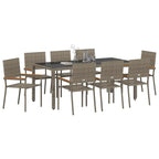 Garten Essgruppe 9 pcs Grau Poly-Rattan