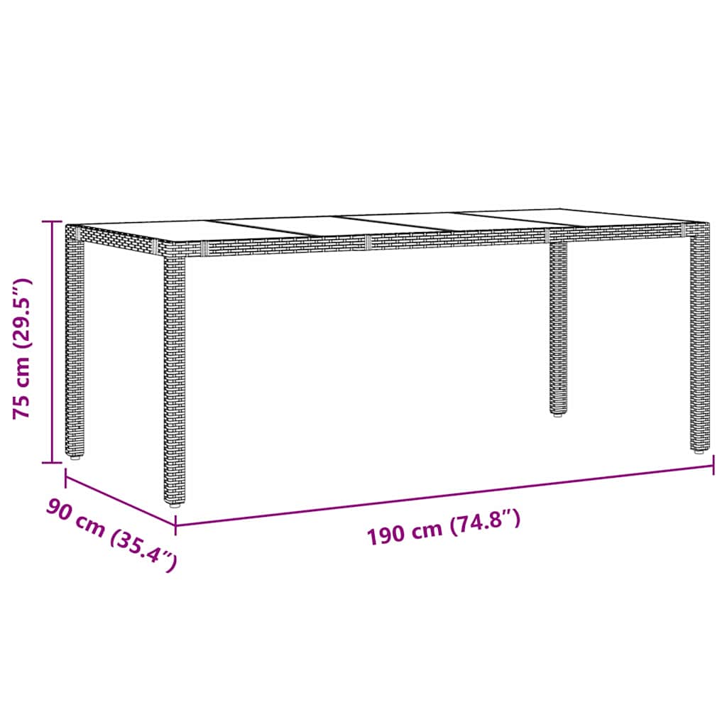 Garten Essgruppe 9 pcs Grau Poly-Rattan