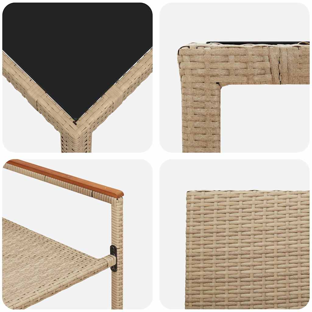 Garten Essgruppe 9 pcs Beige Poly-Rattan