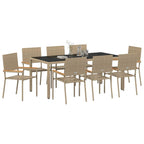 Garten Essgruppe 9 pcs Beige Poly-Rattan