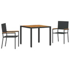 Garten Essgruppe 3 pcs Schwarz Poly-Rattan