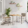 Garten Essgruppe 3 pcs Grau Poly-Rattan
