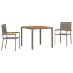 Garten Essgruppe 3 pcs Grau Poly-Rattan