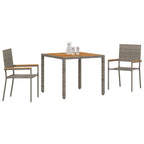 Garten Essgruppe 3 pcs Grau Poly-Rattan