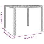 Garten Essgruppe 3 pcs Grau Poly-Rattan
