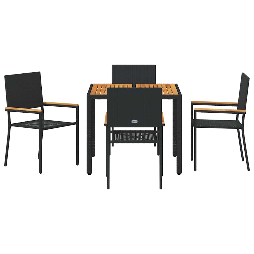 Garten Essgruppe 5 pcs Schwarz Poly-Rattan