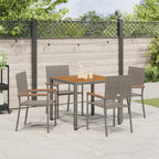Garten Essgruppe 5 pcs Grau Poly-Rattan