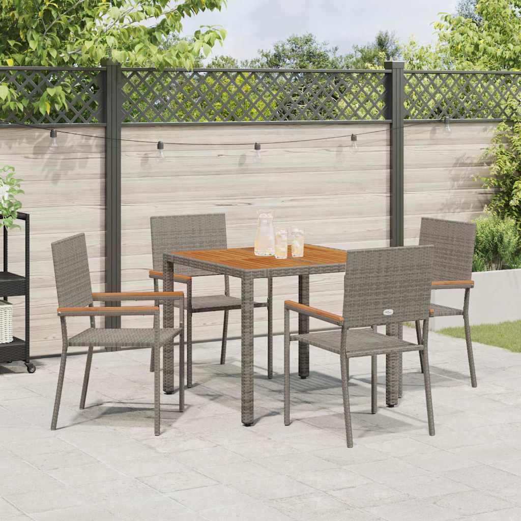 Garten Essgruppe 5 pcs Grau Poly-Rattan
