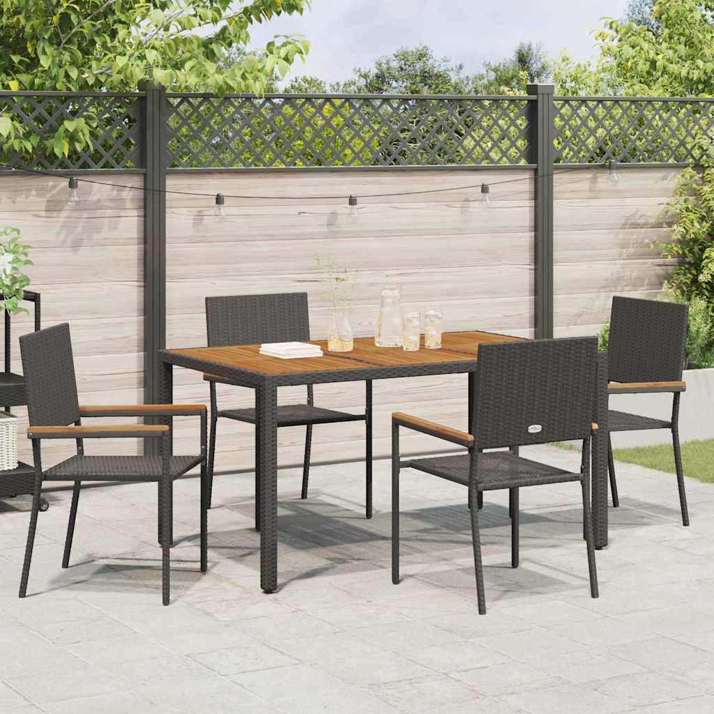 Garten Essgruppe 5 pcs Schwarz Poly-Rattan