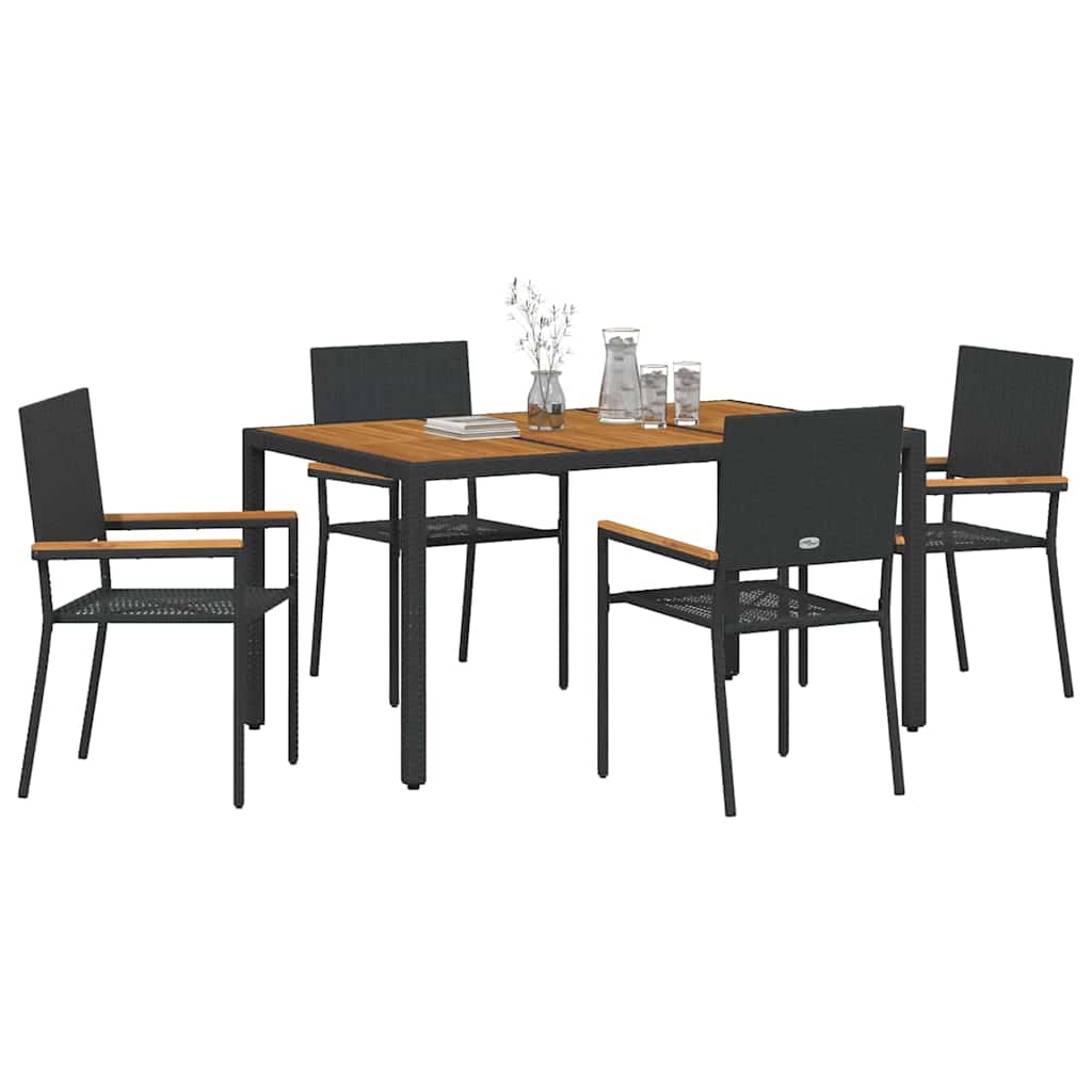 Garten Essgruppe 5 pcs Schwarz Poly-Rattan