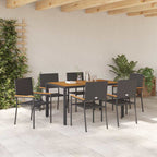 Garten Essgruppe 7 pcs Schwarz Poly-Rattan