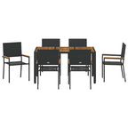 Garten Essgruppe 7 pcs Schwarz Poly-Rattan