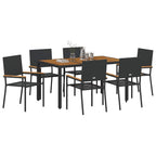 Garten Essgruppe 7 pcs Schwarz Poly-Rattan