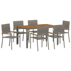 Garten Essgruppe 7 pcs Grau Poly-Rattan