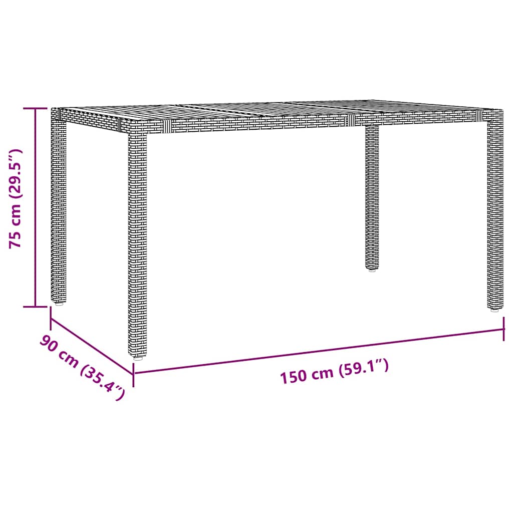 Garten Essgruppe 7 pcs Grau Poly-Rattan