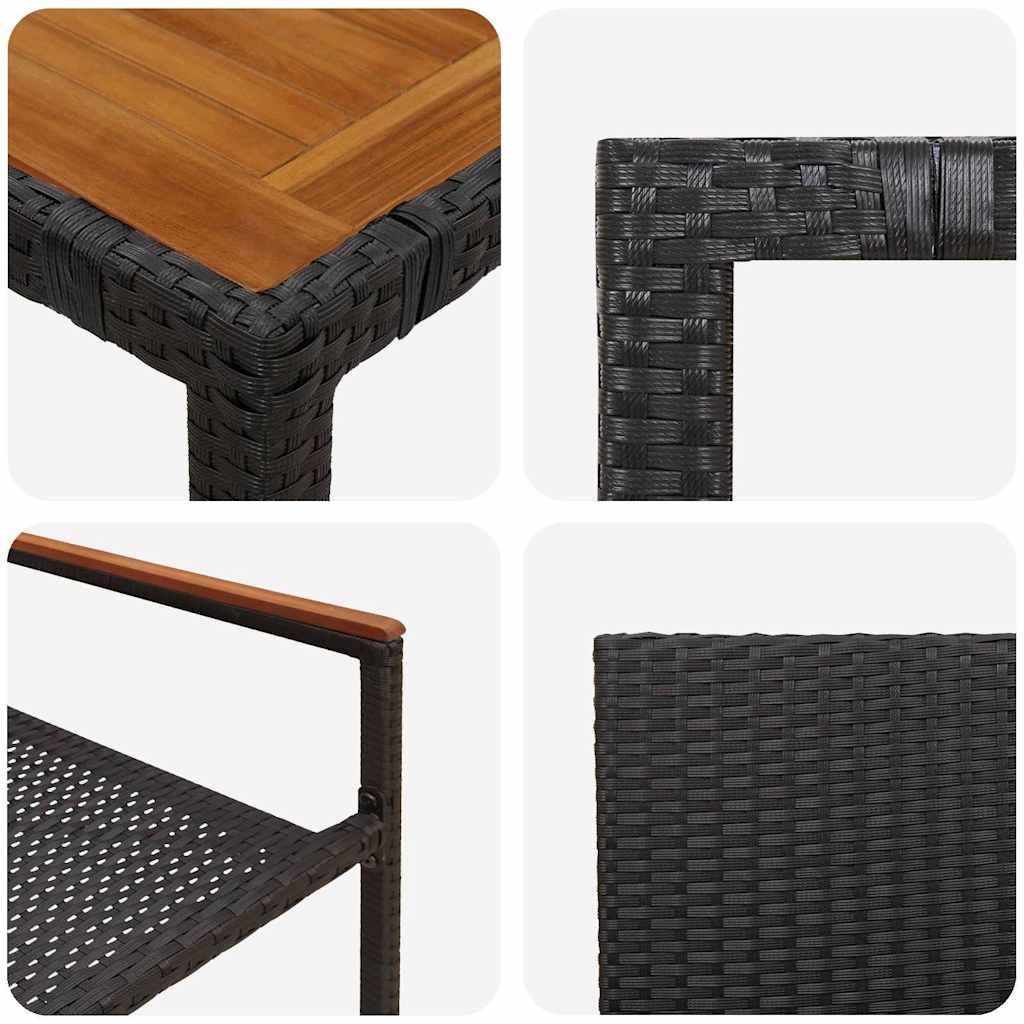Garten Essgruppe 7 pcs Schwarz Poly-Rattan