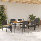Garten Essgruppe 7 pcs Schwarz Poly-Rattan