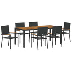 Garten Essgruppe 7 pcs Schwarz Poly-Rattan