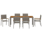 Garten Essgruppe 7 pcs Grau Poly-Rattan