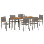 Garten Essgruppe 7 pcs Grau Poly-Rattan