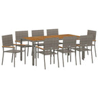 Garten Essgruppe 9 pcs Grau Poly-Rattan