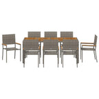 Garten Essgruppe 9 pcs Grau Poly-Rattan