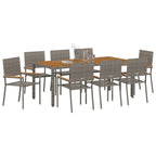 Garten Essgruppe 9 pcs Grau Poly-Rattan