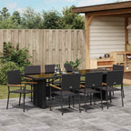 Garten Essgruppe 9 pcs Schwarz Poly-Rattan