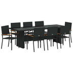 Garten Essgruppe 9 pcs Schwarz Poly-Rattan