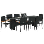 Garten Essgruppe 9 pcs Schwarz Poly-Rattan