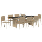 Garten Essgruppe 9 pcs Beige Poly-Rattan