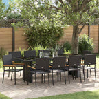 Garten Essgruppe 11 pcs Schwarz Poly-Rattan