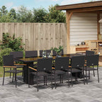 Garten Essgruppe 11 pcs Schwarz Poly-Rattan